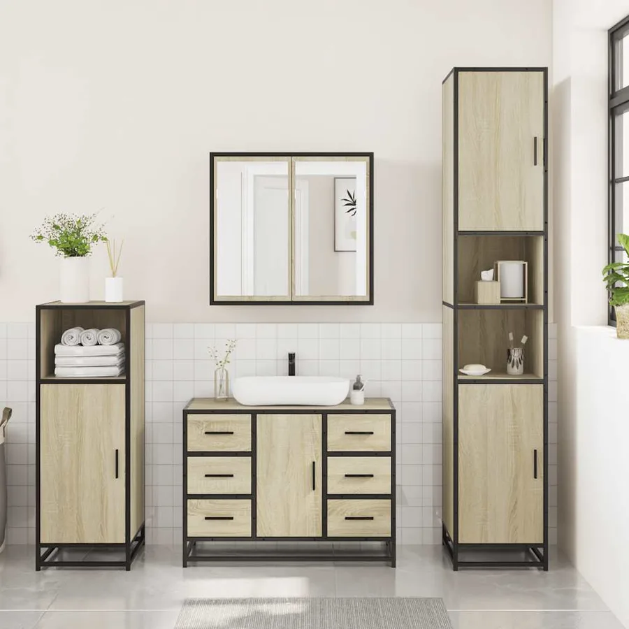 Ensemble de meubles de salle de bain 3 pcs chêne sonoma - 3