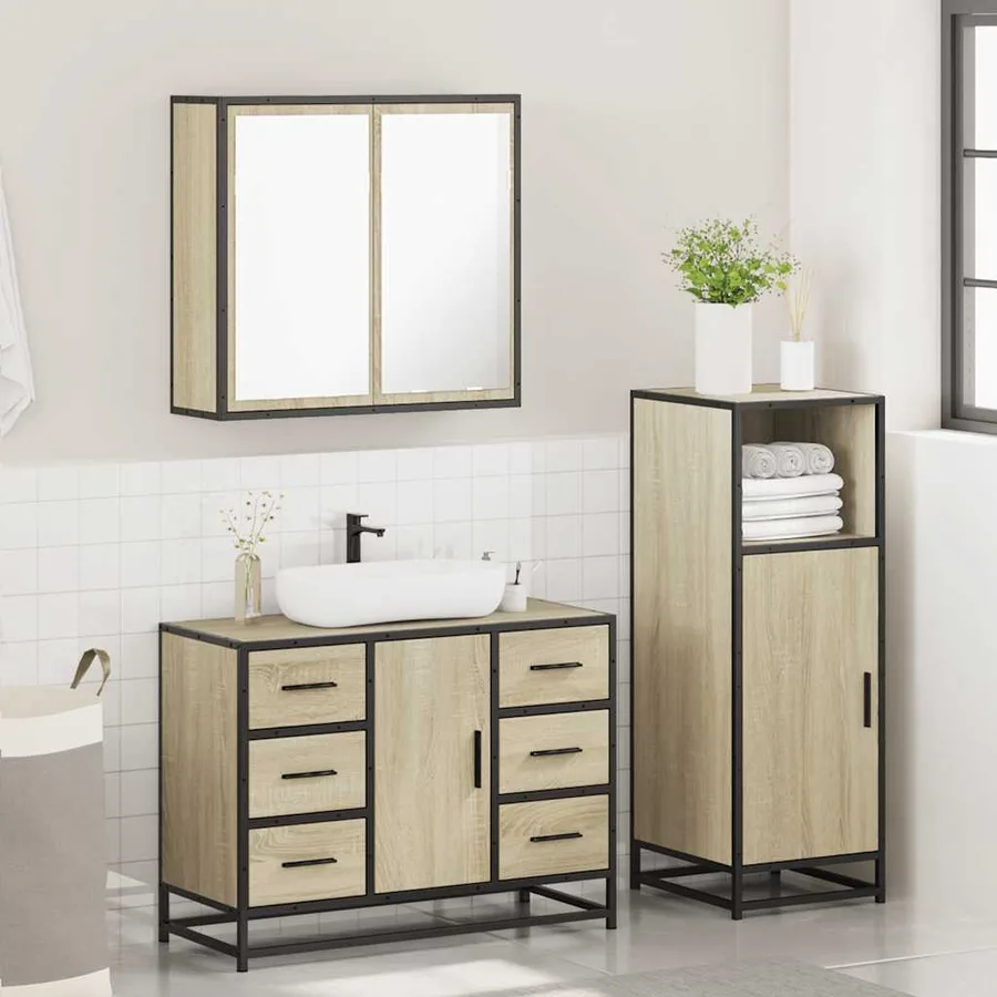 Ensemble de meubles de salle de bain 3 pcs chêne sonoma - 4