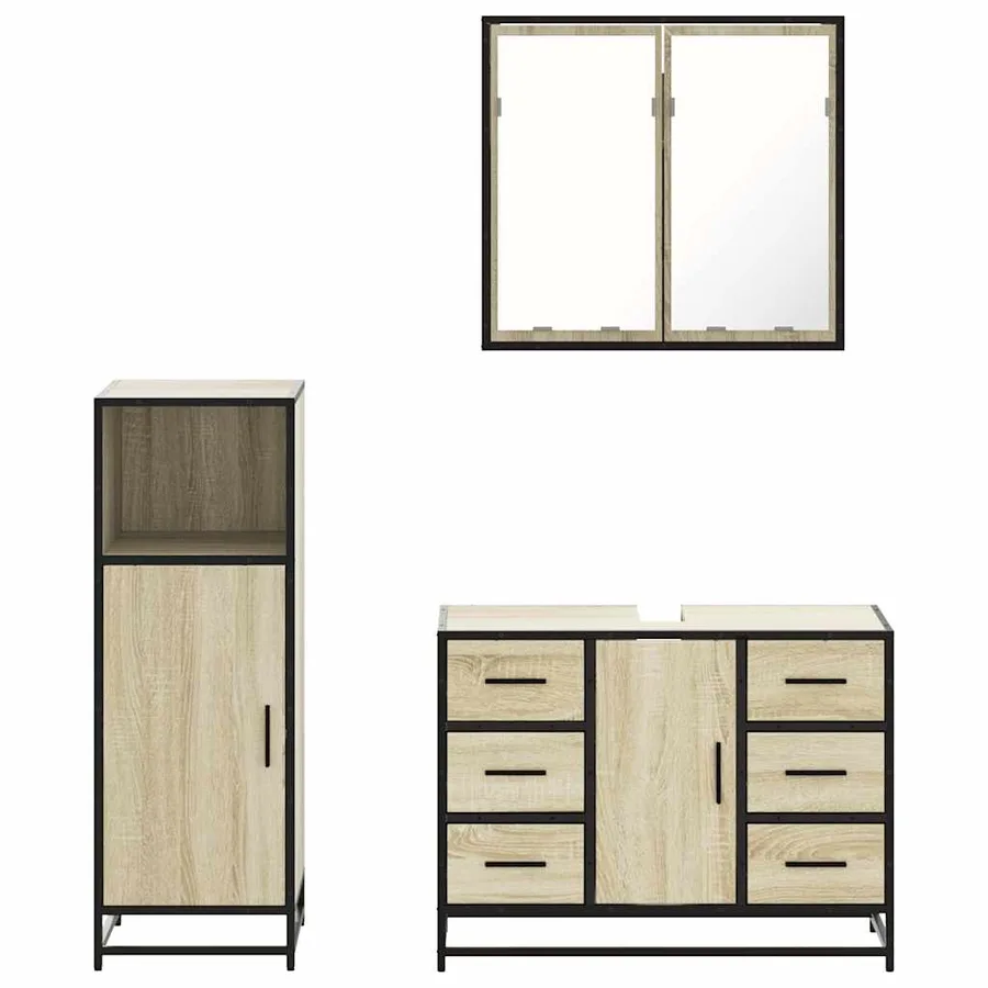 Ensemble de meubles de salle de bain 3 pcs chêne sonoma - 5