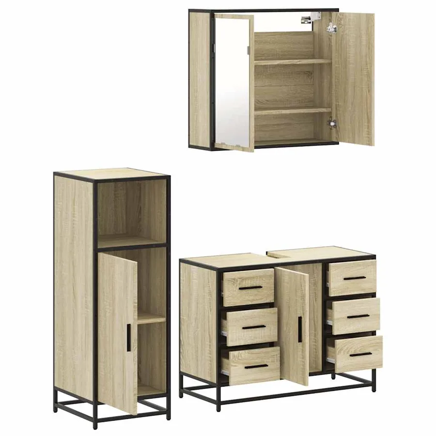 Ensemble de meubles de salle de bain 3 pcs chêne sonoma - 6