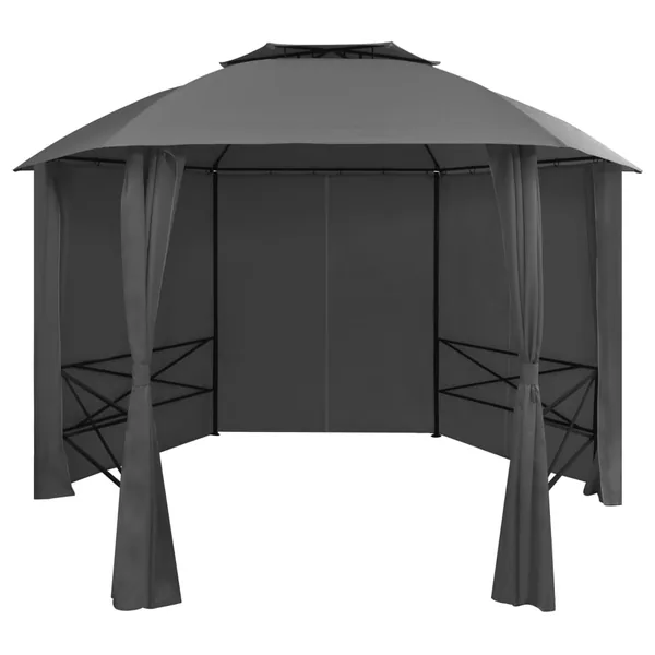 Chapiteau tente de jardin avec rideaux Hexagonal 360 x 265 cm