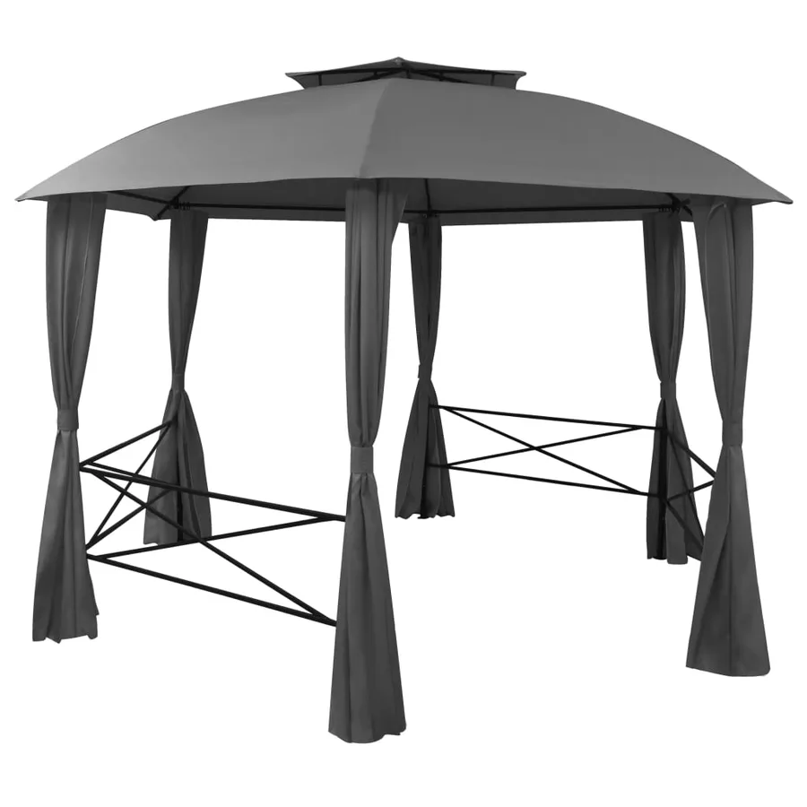 Chapiteau tente de jardin avec rideaux Hexagonal 360 x 265 cm - 2