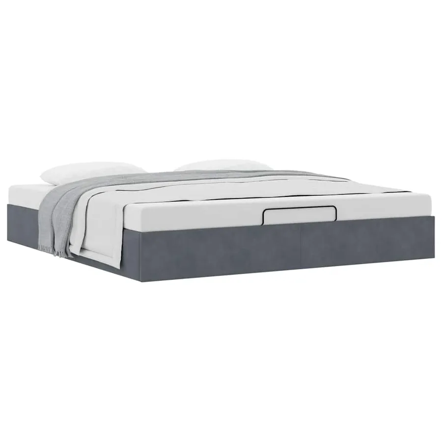 Cadre de lit ottoman avec matelas gris foncé 180x200 cm velours - 5
