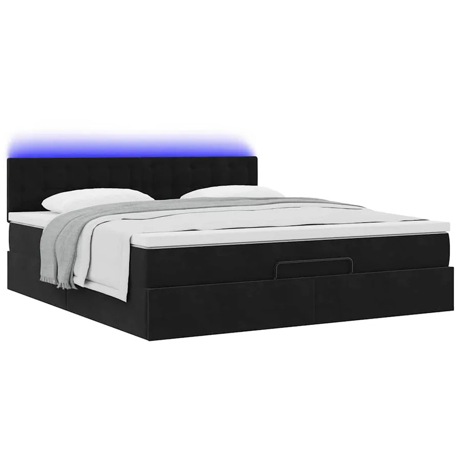 Cadre de lit ottoman avec matelas noir 180x200 cm velours - 6