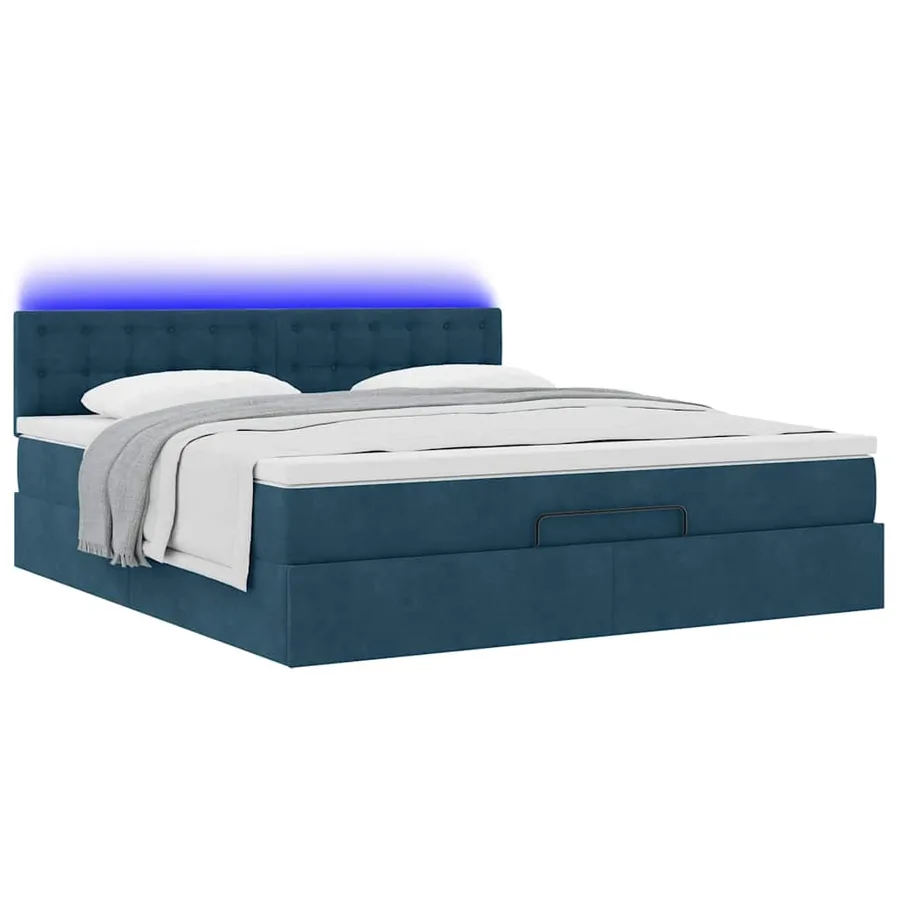 Cadre de lit ottoman avec matelas bleu foncé 180x200 cm velours - 6