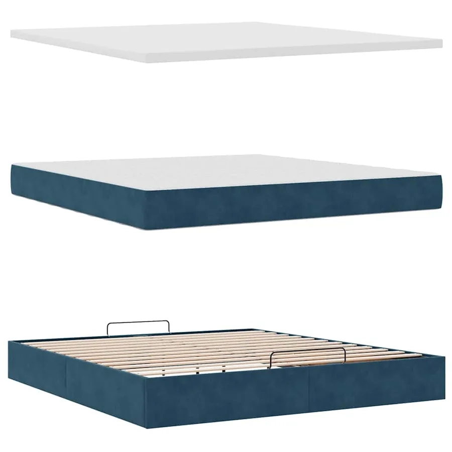 Cadre de lit ottoman avec matelas bleu foncé 180x200 cm velours - 9