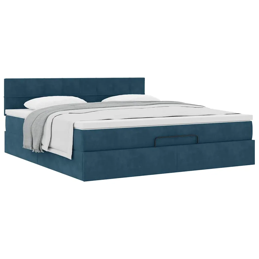 Cadre de lit ottoman avec matelas bleu foncé 180x200 cm velours - 4