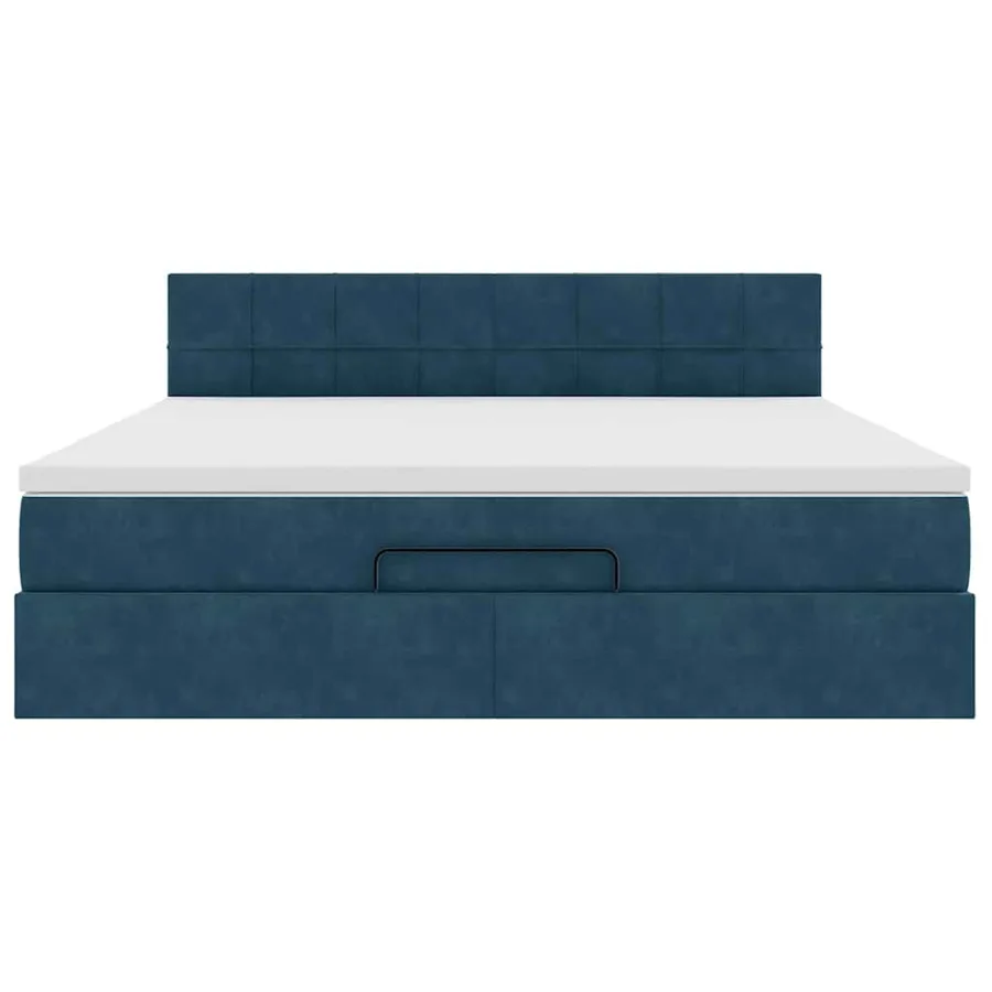 Cadre de lit ottoman avec matelas bleu foncé 180x200 cm velours - 5