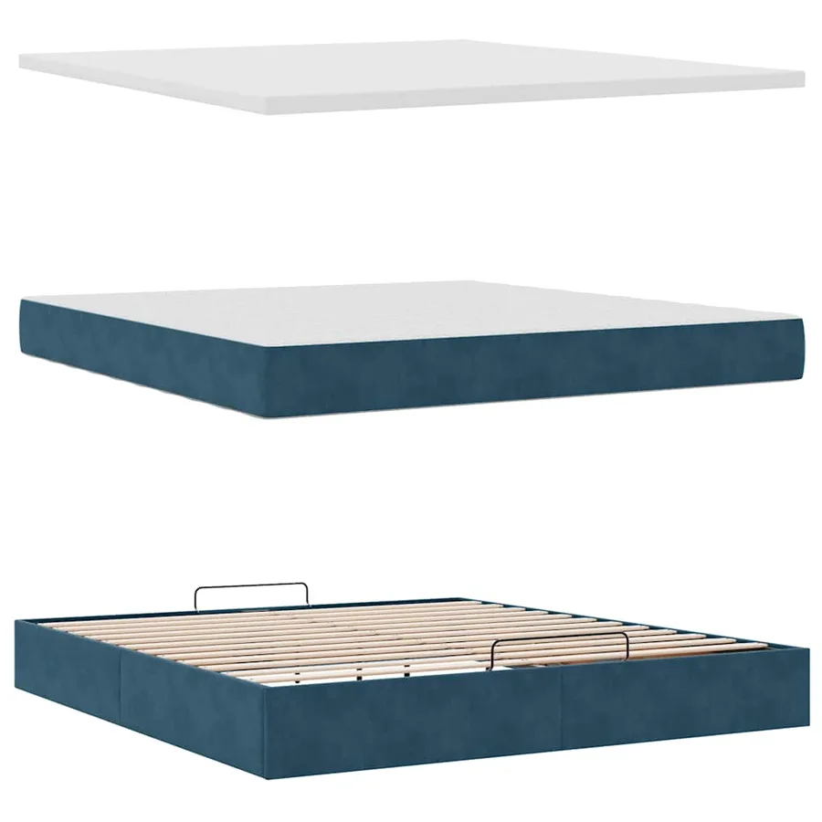 Cadre de lit ottoman avec matelas bleu foncé 180x200 cm velours - 6