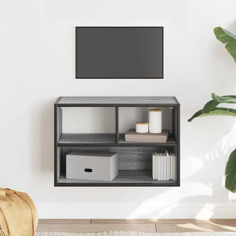 Meuble TV sonoma gris 60x31x39,5 cm bois d'ingénierie et métal - 3