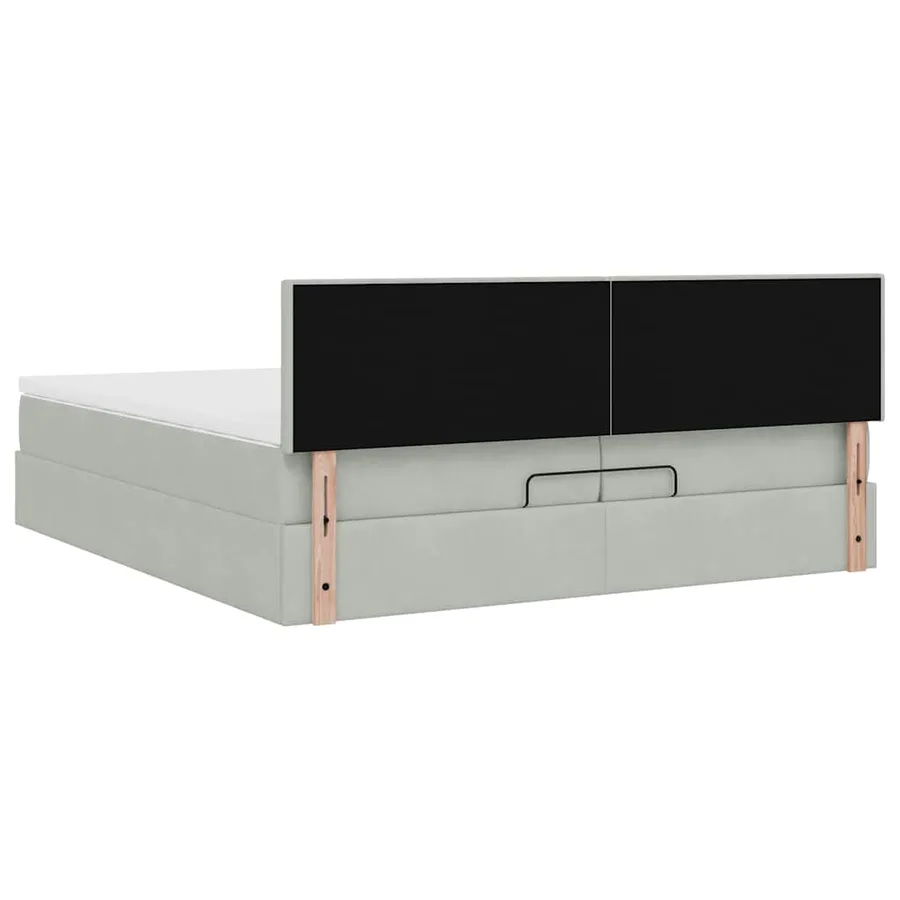 Cadre de lit ottoman avec matelas gris clair 200x200 cm velours - 10
