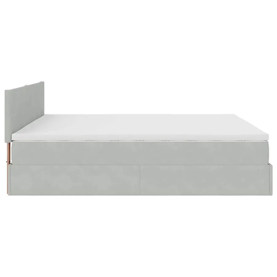 Cadre de lit ottoman avec matelas gris clair 200x200 cm velours - 9