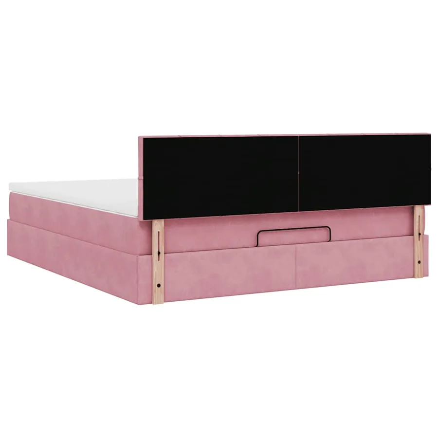 Lit ottoman avec matelas et LED Rose 180x200 cm velours - 10