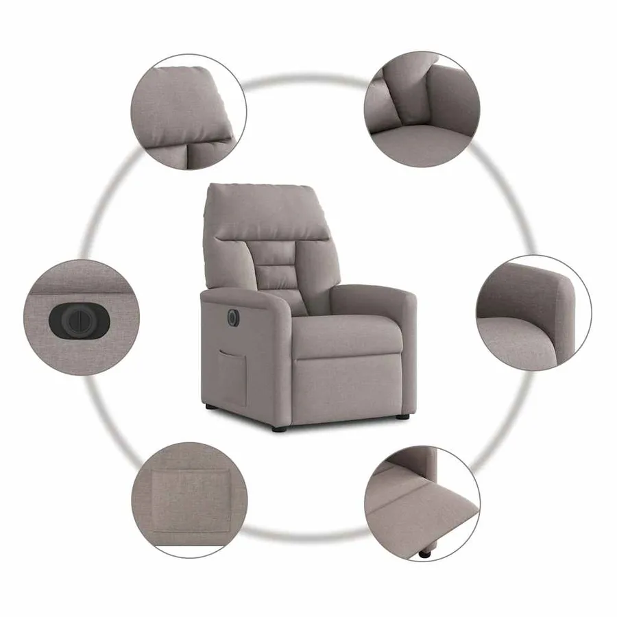 Fauteuil inclinable électrique Taupe Tissu - 10