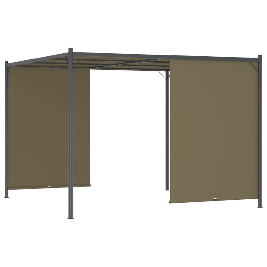 Pergola de jardin avec auvent rétractable 3x3 m Taupe 180 g/m² - 4