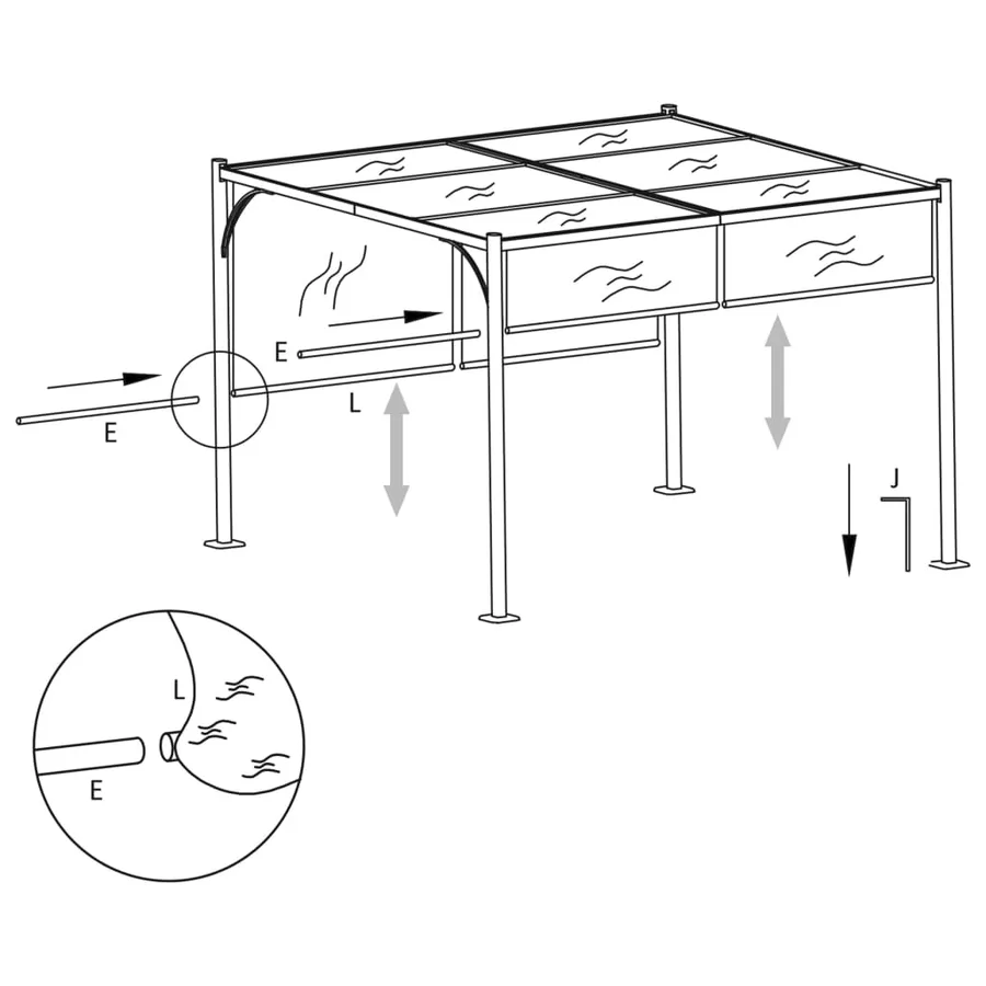 Pergola de jardin avec auvent rétractable 3x3 m Taupe 180 g/m² - 6