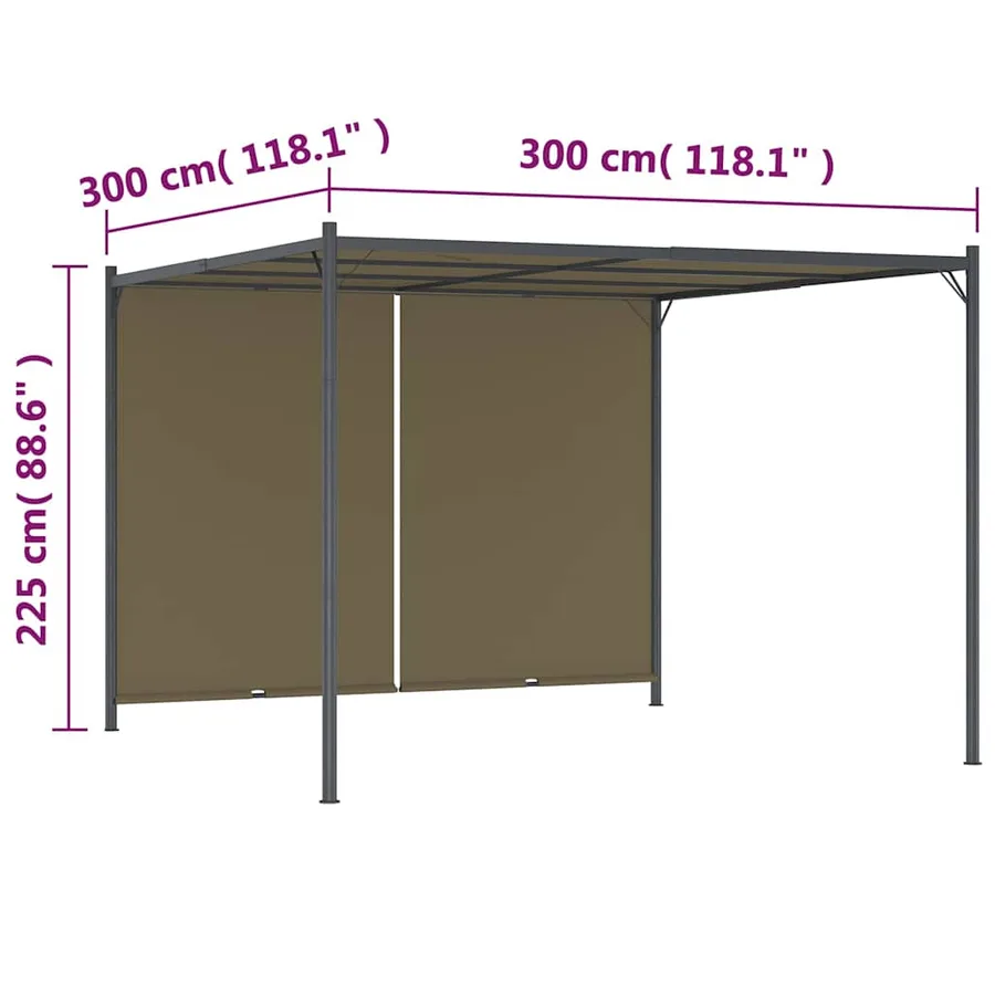 Garden pergola with retractable awning 3x3 m Taupe 180 g/m² - 7