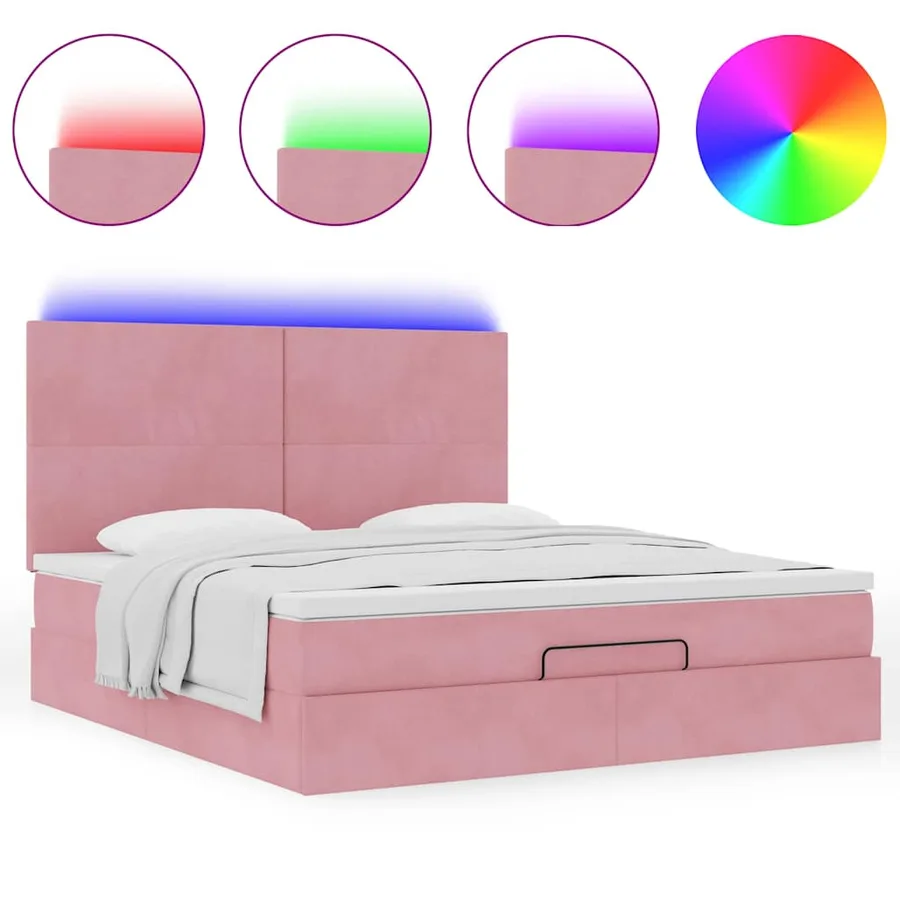 Cadre de lit ottoman avec matelas rose 180x200 cm velours - 5