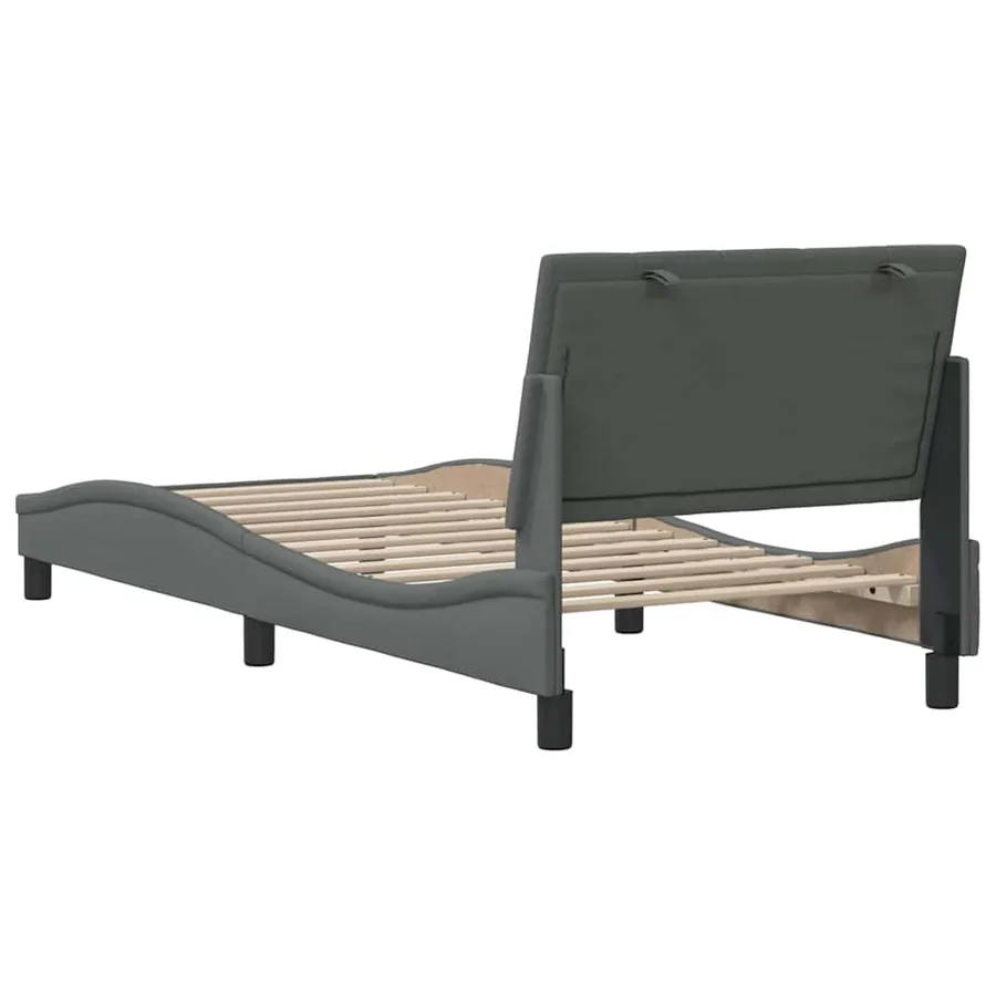 Cadre de lit sans matelas Hanko gris foncé 90x190 cm tissu - 9