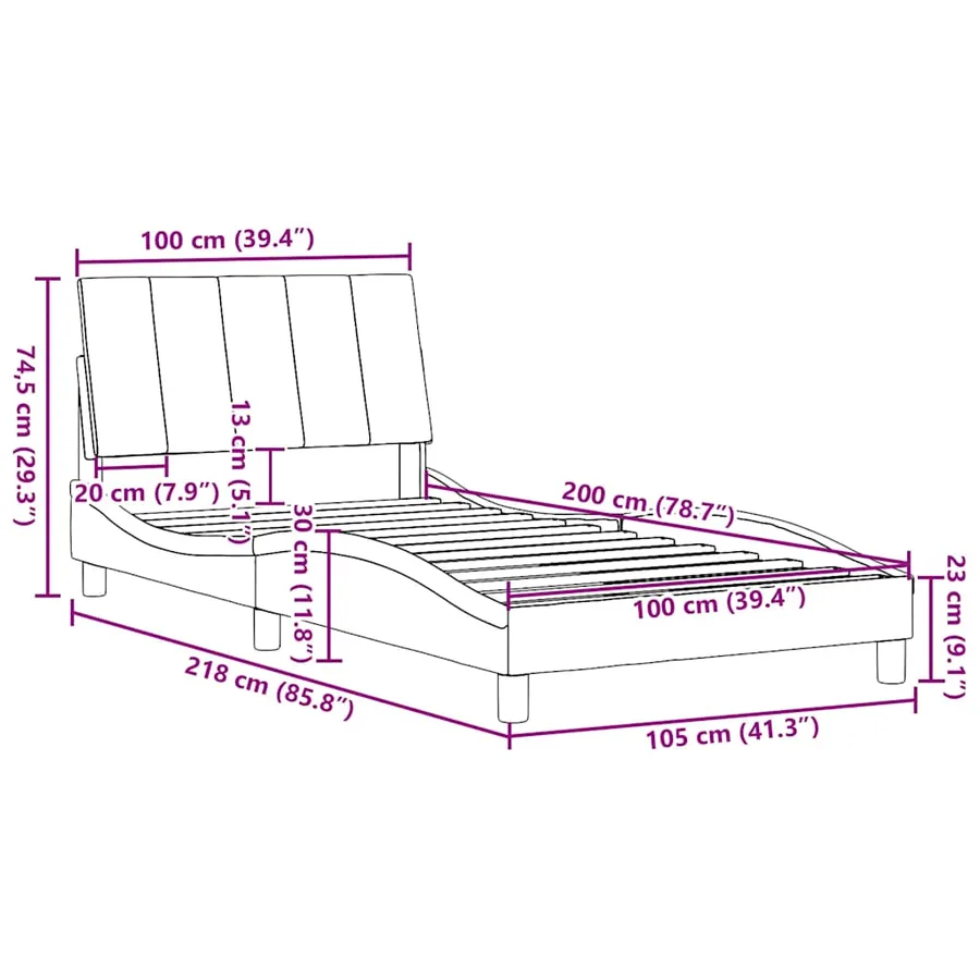 Cadre de lit sans matelas Hanko bleu 100x200 cm tissu - 13