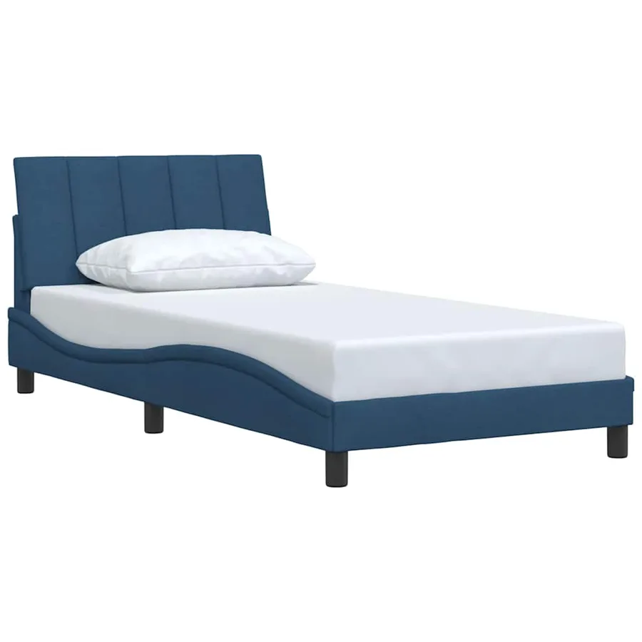 Cadre de lit sans matelas Hanko bleu 100x200 cm tissu - 3