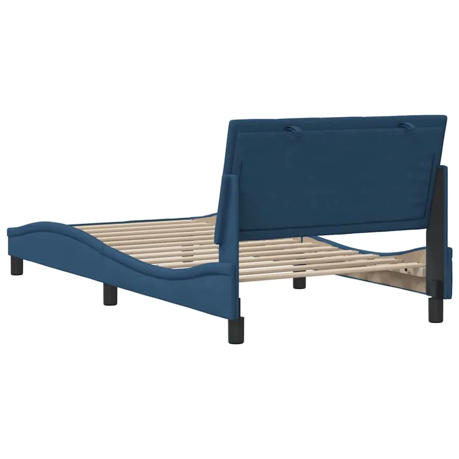Cadre de lit sans matelas Hanko bleu 100x200 cm tissu - 9