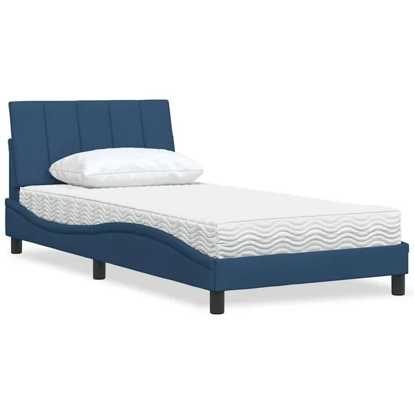Lit avec matelas Hanko bleu 100x200 cm tissu