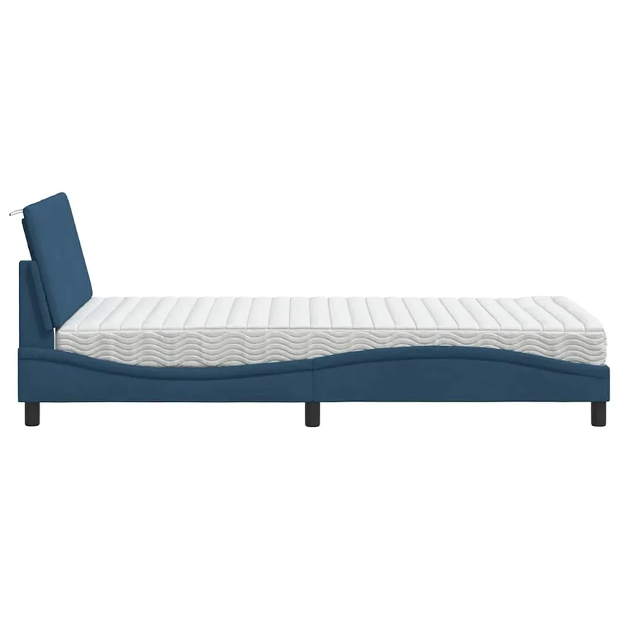 Lit avec matelas Hanko bleu 100x200 cm tissu - 6