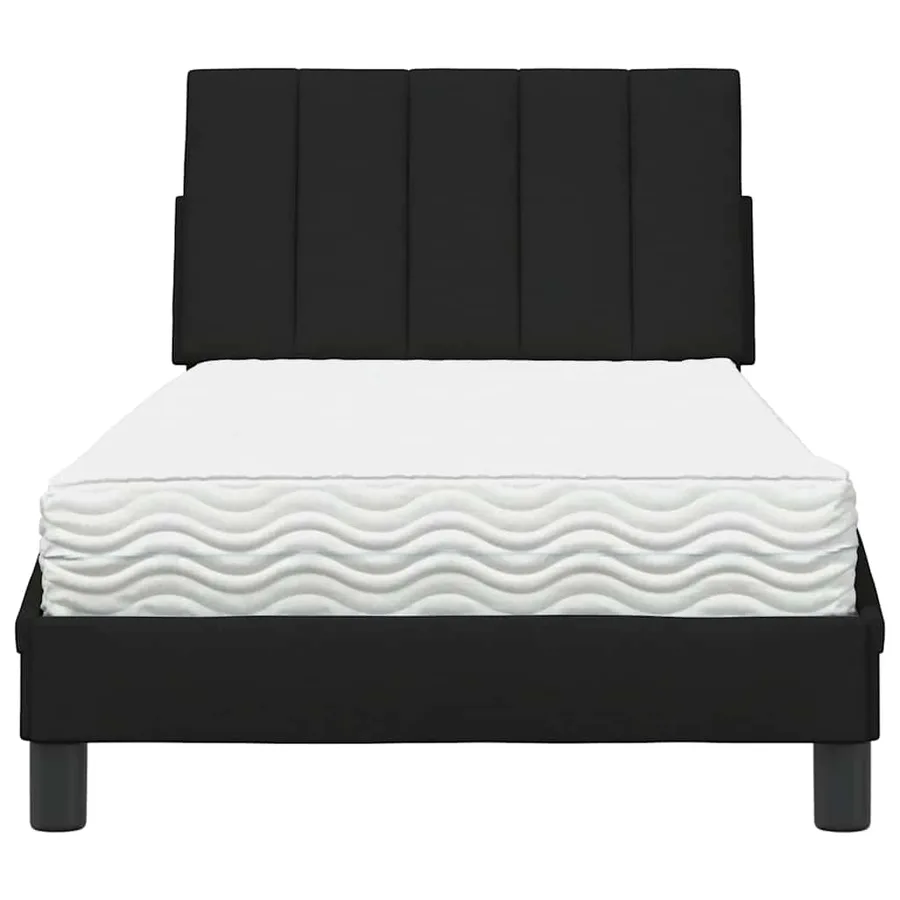 Lit avec matelas Hanko noir 90x190 cm tissu - 5