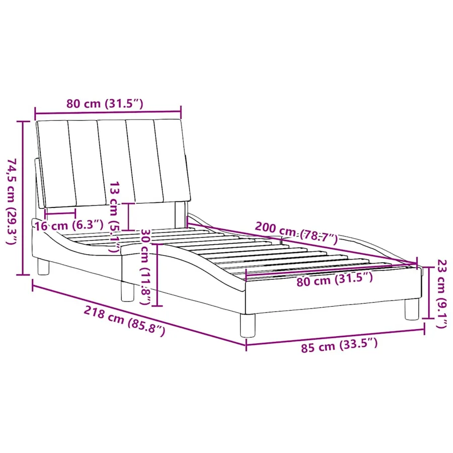 Cadre de lit sans matelas Hanko bleu 80x200 cm tissu - 13