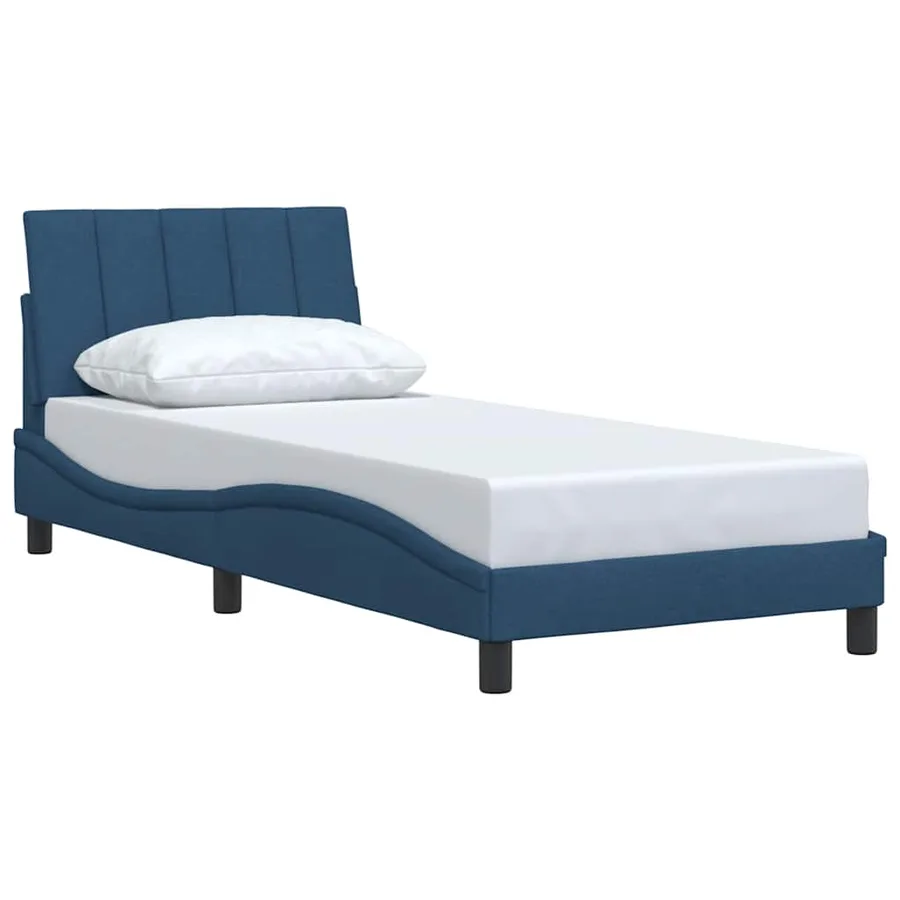 Cadre de lit sans matelas Hanko bleu 80x200 cm tissu - 3