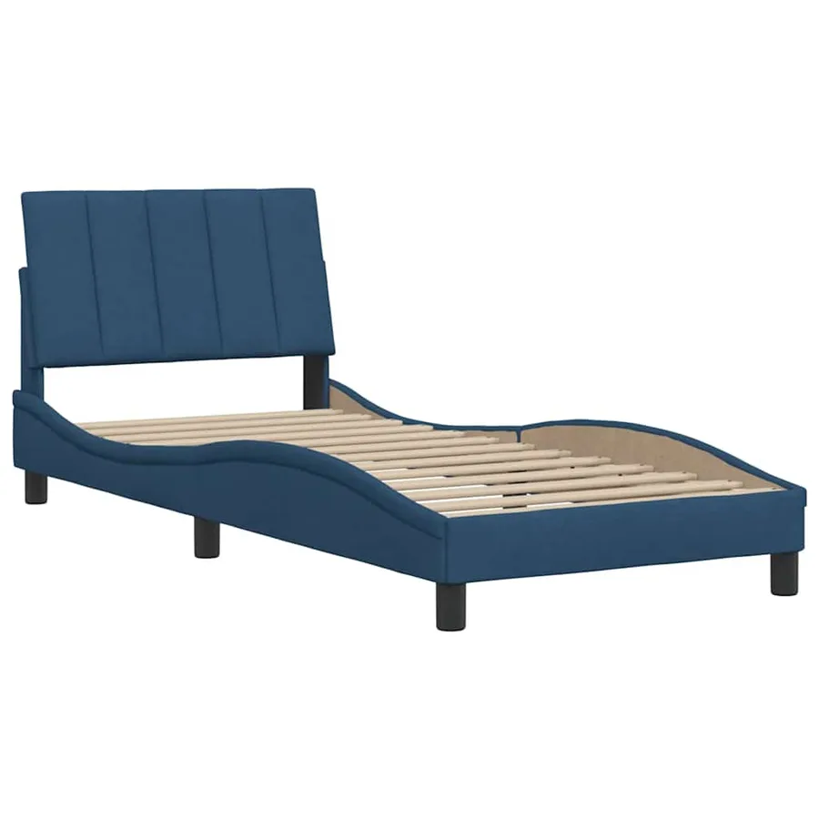 Cadre de lit sans matelas Hanko bleu 80x200 cm tissu - 4
