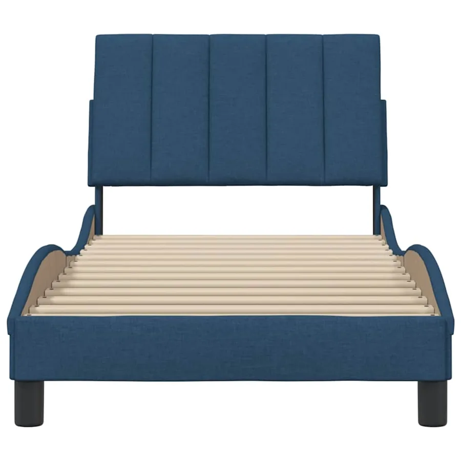 Cadre de lit sans matelas Hanko bleu 80x200 cm tissu - 5