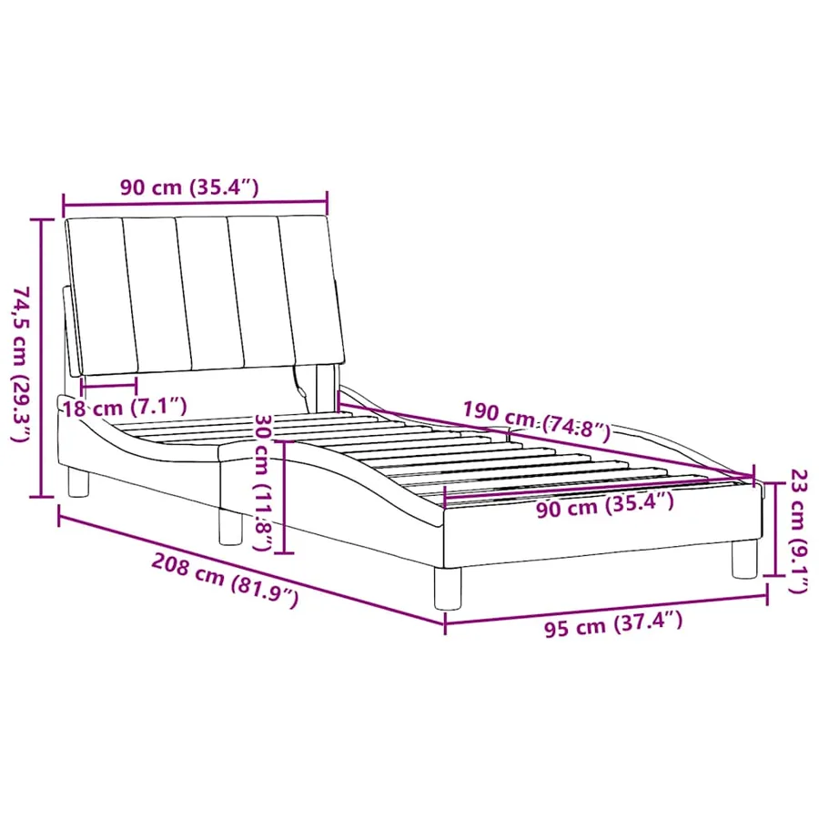 Cadre de lit sans matelas Hanko taupe 90x190 cm tissu - 16