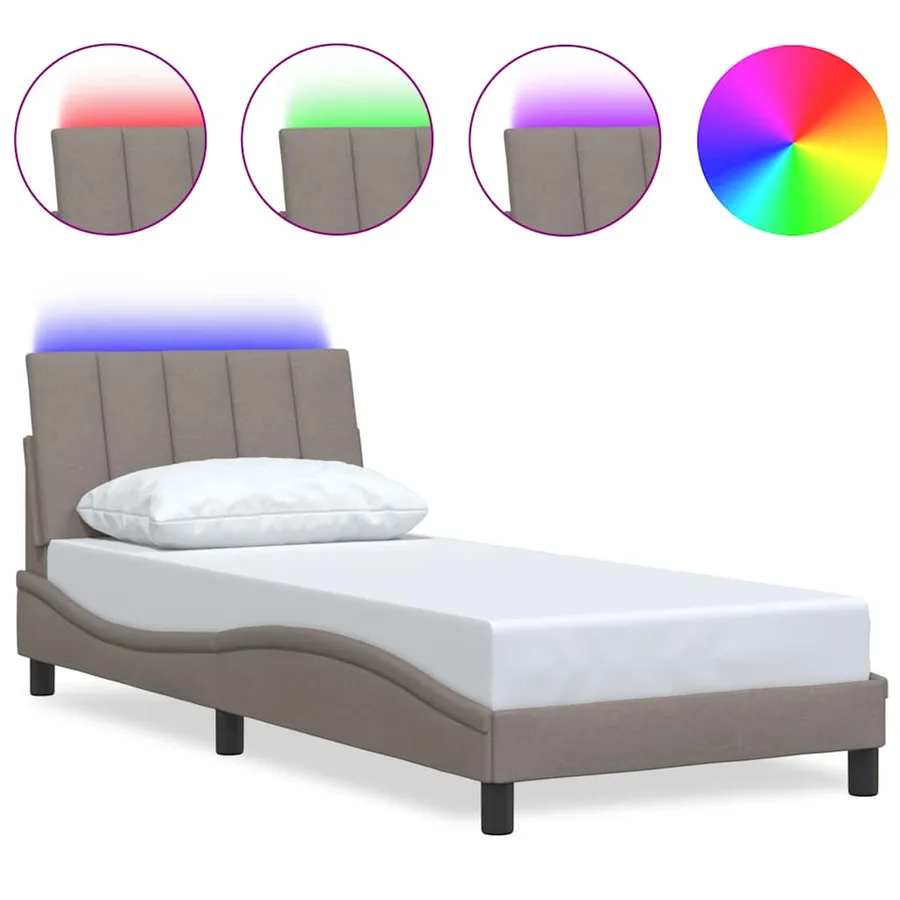 Cadre de lit sans matelas Hanko taupe 90x190 cm tissu - 2