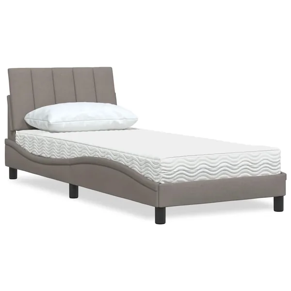 Lit avec matelas Hanko taupe 90x190 cm tissu