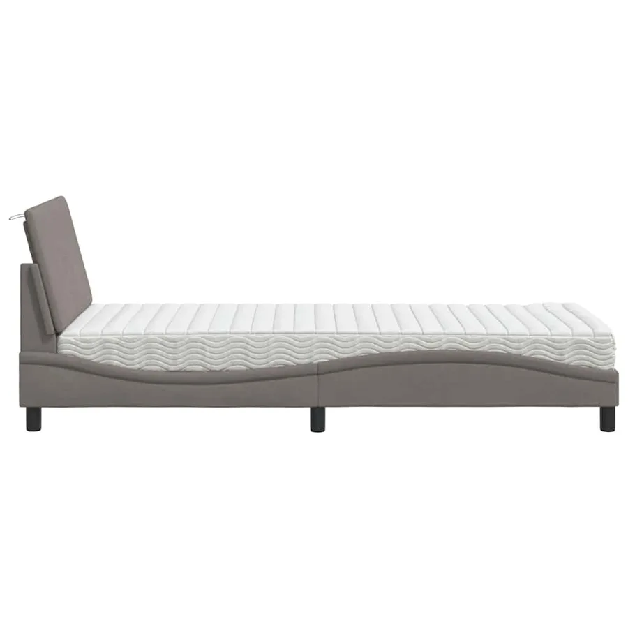 Lit avec matelas Hanko taupe 90x190 cm tissu - 6