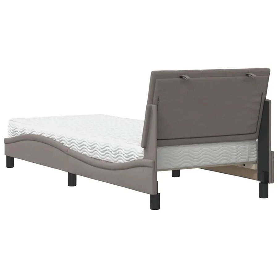 Lit avec matelas Hanko taupe 90x190 cm tissu - 7