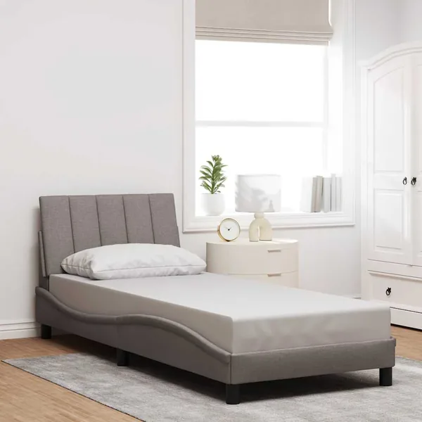 Cadre de lit sans matelas Hanko taupe 90x190 cm tissu