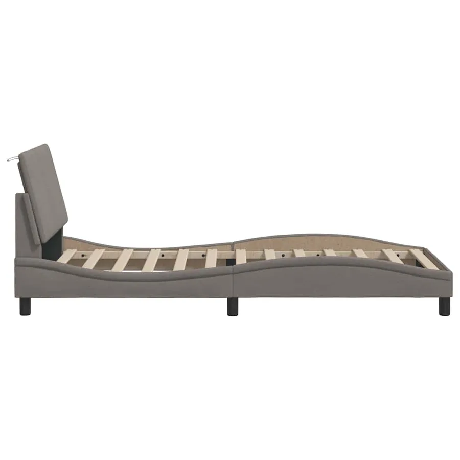 Cadre de lit sans matelas Hanko taupe 90x190 cm tissu - 8