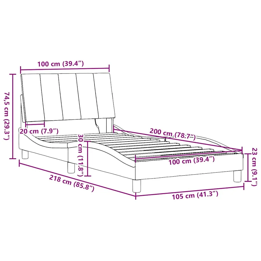 Cadre de lit sans matelas Hanko crème 100x200 cm tissu - 15