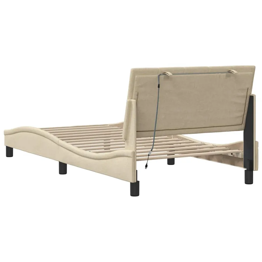 Cadre de lit sans matelas Hanko crème 100x200 cm tissu - 8