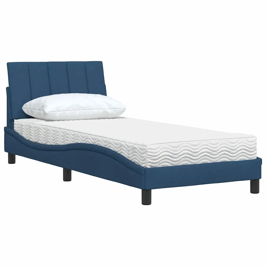 Lit avec matelas Hanko bleu 90x200 cm tissu - 4