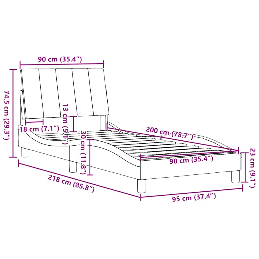 Cadre de lit sans matelas Hanko bleu 90x200 cm tissu - 13