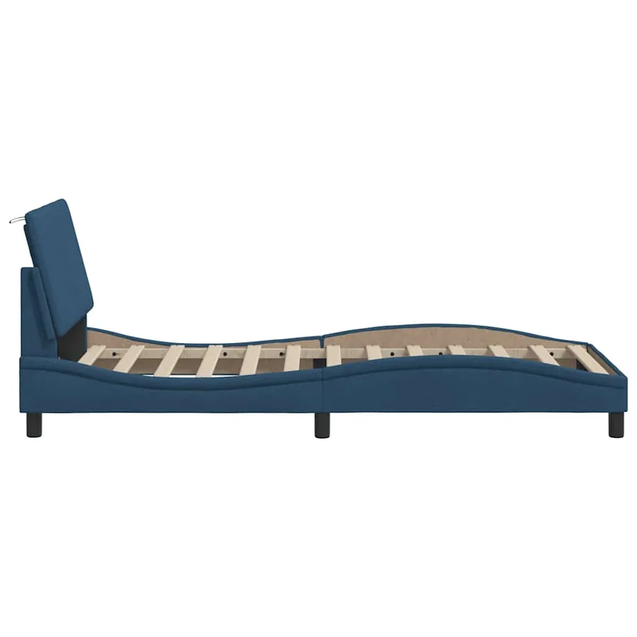 Cadre de lit sans matelas Hanko bleu 90x200 cm tissu - 8