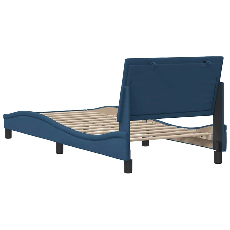 Cadre de lit sans matelas Hanko bleu 90x200 cm tissu - 9