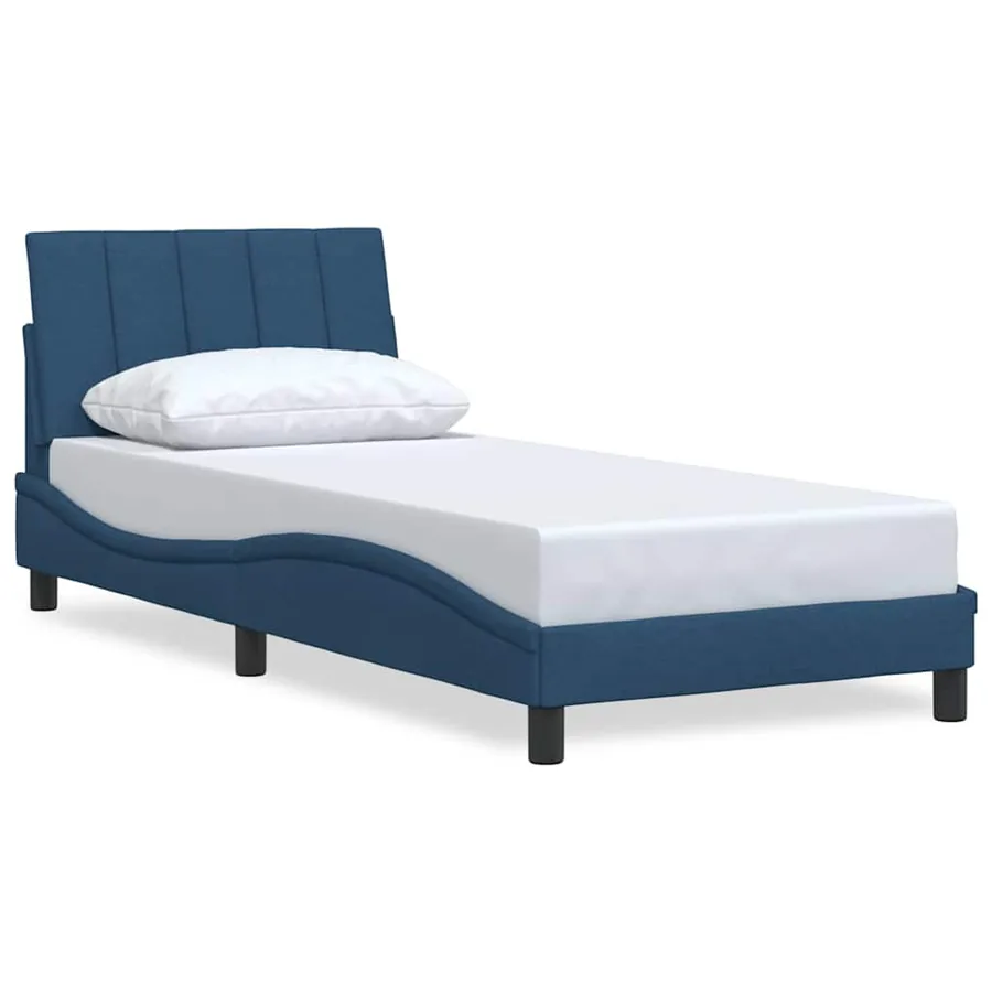 Cadre de lit sans matelas Hanko bleu 90x190 cm tissu - 2