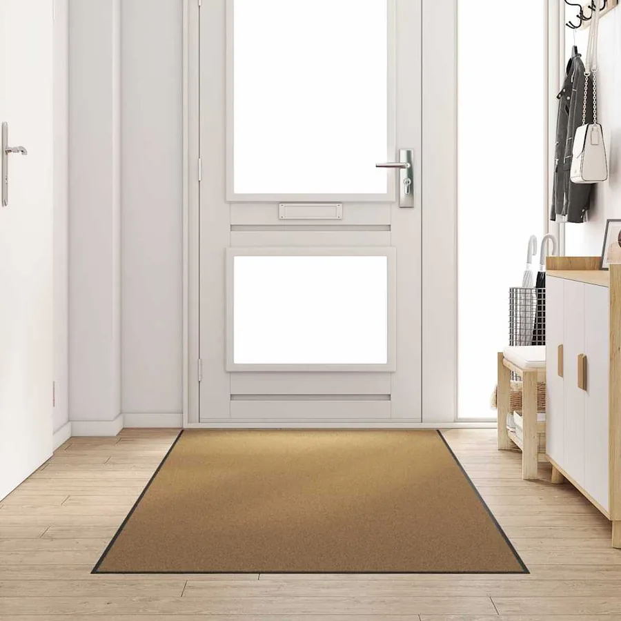 Tapis d'entrée Crème et noir 120 x 250 cm Polyamide et PVC