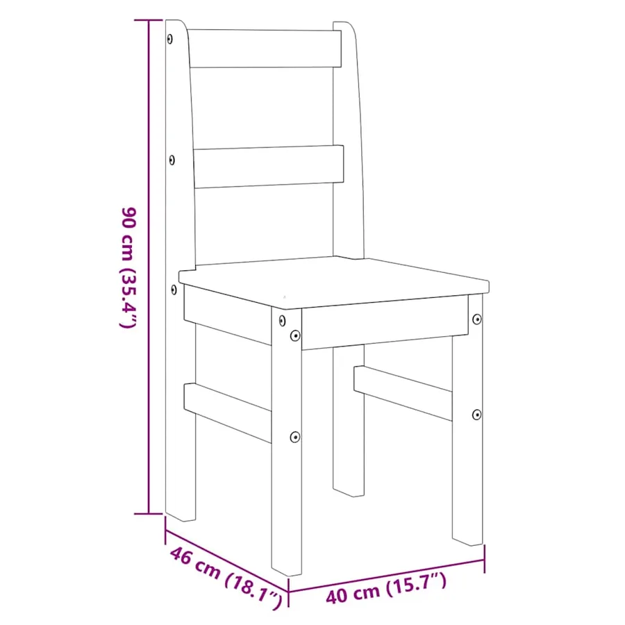 Ensemble à manger PANAMA 5 pcs blanc bois de pin massif - 13