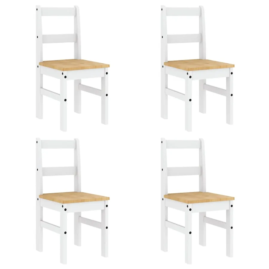 Ensemble à manger PANAMA 5 pcs blanc bois de pin massif - 4